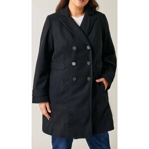 Evans Sz 22 Womens Plus Double Breasted‎ Military Overcoat Mid Weight Navy NWT